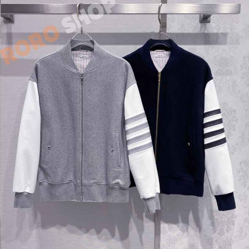 【톰브라운】 네이비 멜튼 울4바 블루종 재킷