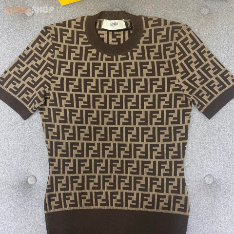 【펜디】 FF 자카드 코튼 반소매 니트