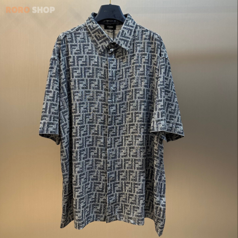 【펜디】 탑스티치 블루 FF 데님 셔츠